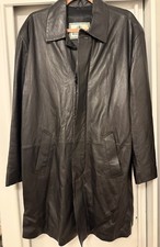 Woodlands Men's Leather 3/4 Coat size L  Black Real Leather Made in UK