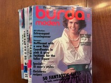 6 Burda Magazines in German and English Uncut 1985 July-December