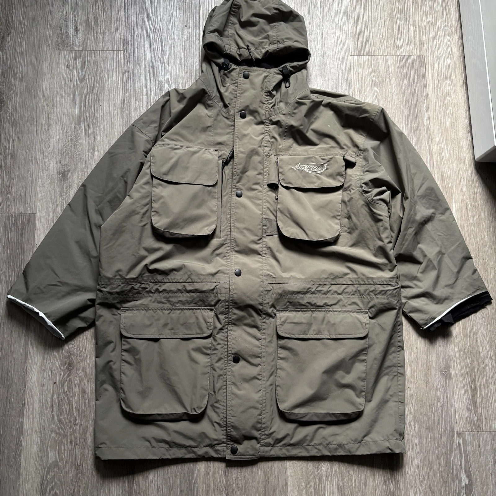 Airflo Jacket Mens XL Khaki Waterproof Fishing Hunter Outdoor Field Utility