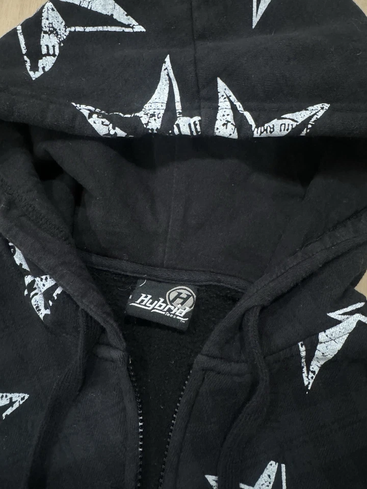 Y2k Hybrid Brand Black Star Hoodie Mens Size Large Rare Grunge Emo Skater - Image 3 of 4