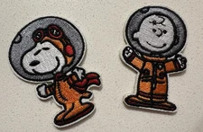 (Set of 2)  Adhesive Peanuts Snoopy Embroidered Patches