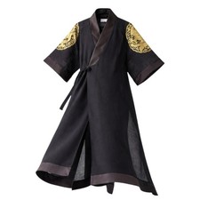 Korean Modern Hanbok Gonryongpo Dragon Robe Unisex Black Fusion Outerwear