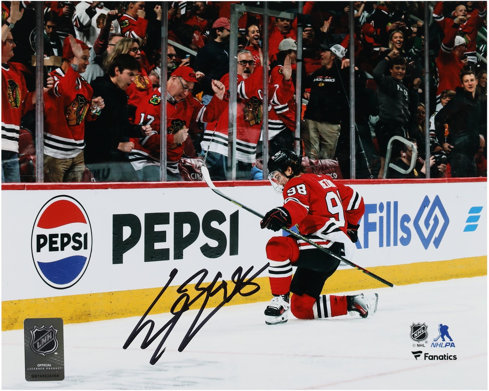Connor Bedard Autographed Signed Chicago Blackhawks 8" x 10" Celebration Photo 