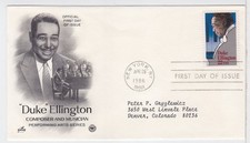 TurtlesTradingPost- Duke Ellington, Musician 1986 #2211 FDC Artcraft Variety