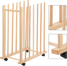 Large Art Drying Rack with Four Caster Wheels and Handle - Solid Wooden Canvas