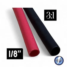 1/8" Marine Grade 3:1 Dual Wall Glue Adhesive Heat Shrink. (Per Foot)
