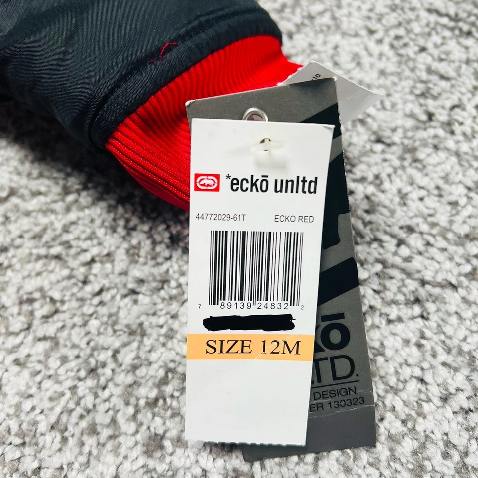 NUEVO CON ETIQUETAS Ecko Unlimited Rojo Negro Chaqueta Bomber Juvenil Bebé Niño Pequeño Talla 12 Meses Foto 4 de 4