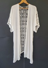 Mossimo Sheer Crochet Lace Kimono Duster S/M Oversized Boho Festival Cover-up