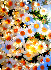 Completed 12x16 Paint By Numbers Acrylic Painting "Daisys In The Woods" W/Easel