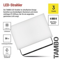 Emos Led-Strahler Tambo UltradüNn Aluminium Flutlicht 30W 3000Lm 4000K IP65