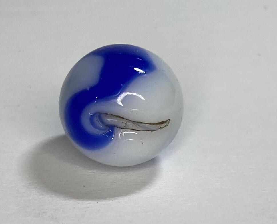 handmade antique marble pontil flowed blue white Swirl | eBay