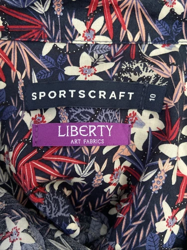 SPORTSCRAFT Liberty [Size 10] Navy floral cotton  shirt  (A465) - Picture 4 of 5