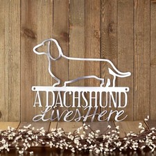 Dachshund Silhouette Metal Wall Art, Beware of Dog on Premises Outdoor Sign