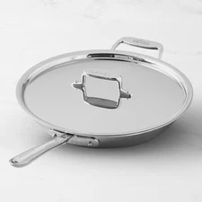 All-Clad D5 Polished 5 Ply 12.5 inch Fry Pan with helper handle with lid