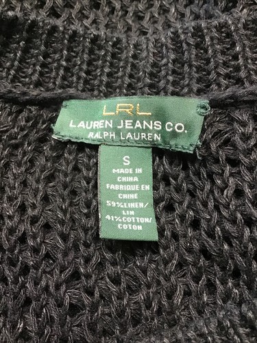 LRL Lauren Jean Co. Women’s Black Linen Blend Open Cable Knit Sweater Sz. S - Picture 10 of 11