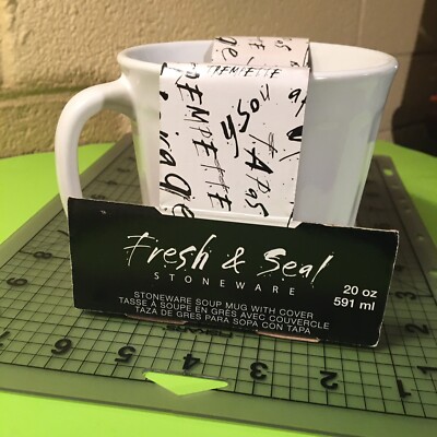 Home Essentials Fresh & Seal stoneware mug with lid 20 oz. travel meal mug  | eBay