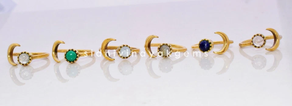 50 piezas. Lote Anillo Ajustable Latón Chapado en Oro 24K Multi Piedra Sol-Luna. SH-02 Foto 2 de 4