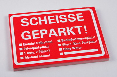 Scheisse Geparkt Notizblock A7 für Windschutzscheibe 50 Blatt Rot Falschparker
