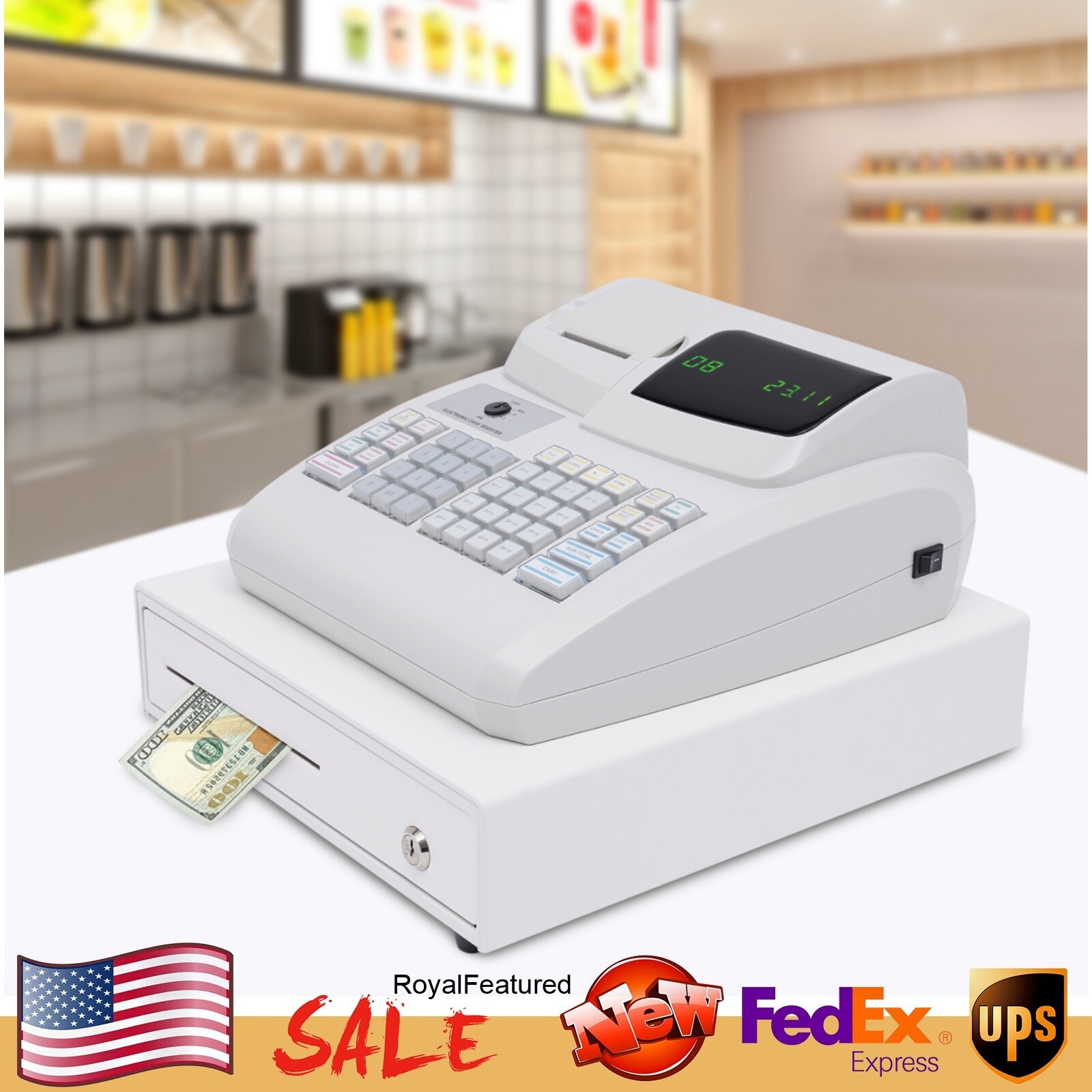 POS Cash Register Drawer with Key for Bills Coins Retail Restaurant Use  