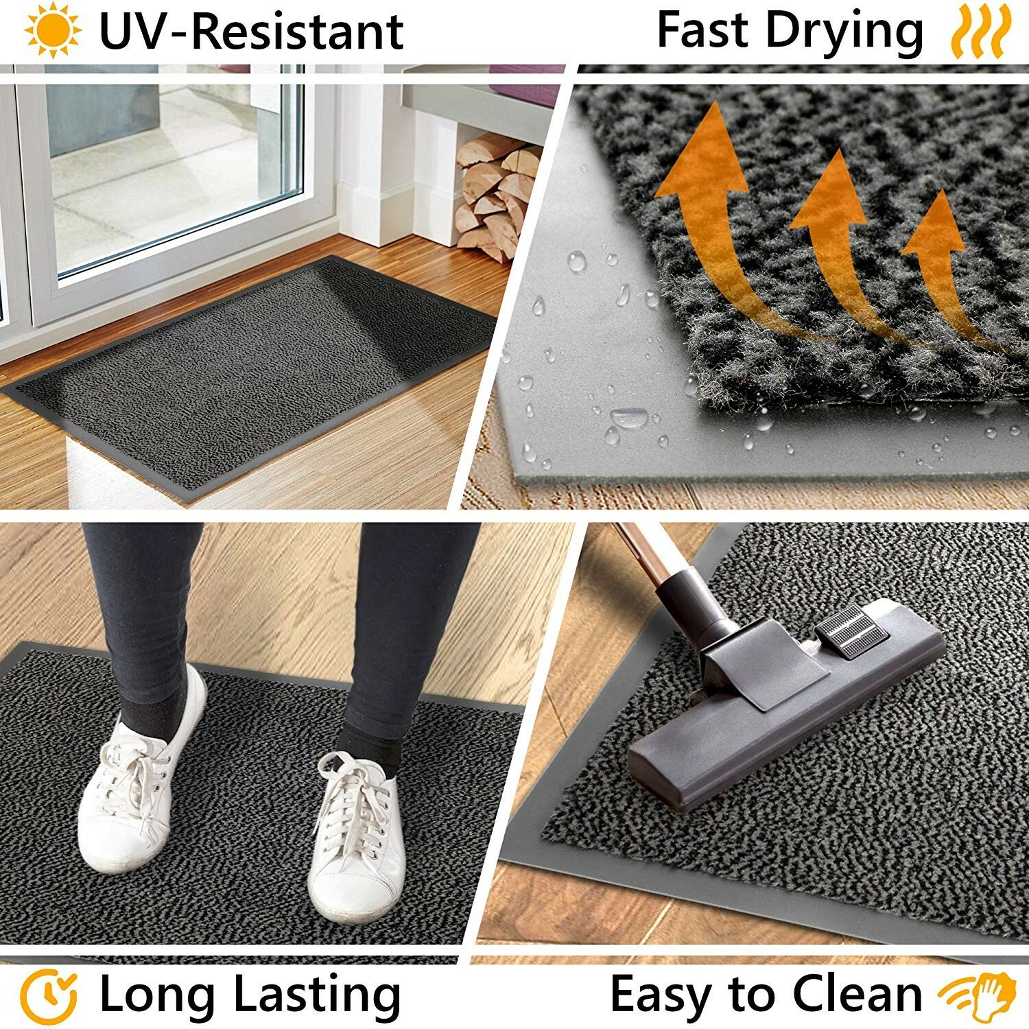 Tapis de porte extérieur imperméable noir paillasson entrée robuste