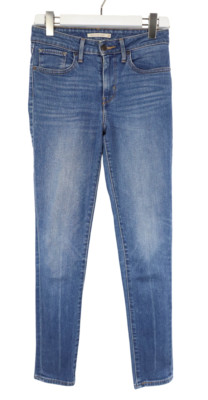 Levi's 721 High Rise Skinny Jeans Damen W27/L32 Blau Denim Whiskers Neu