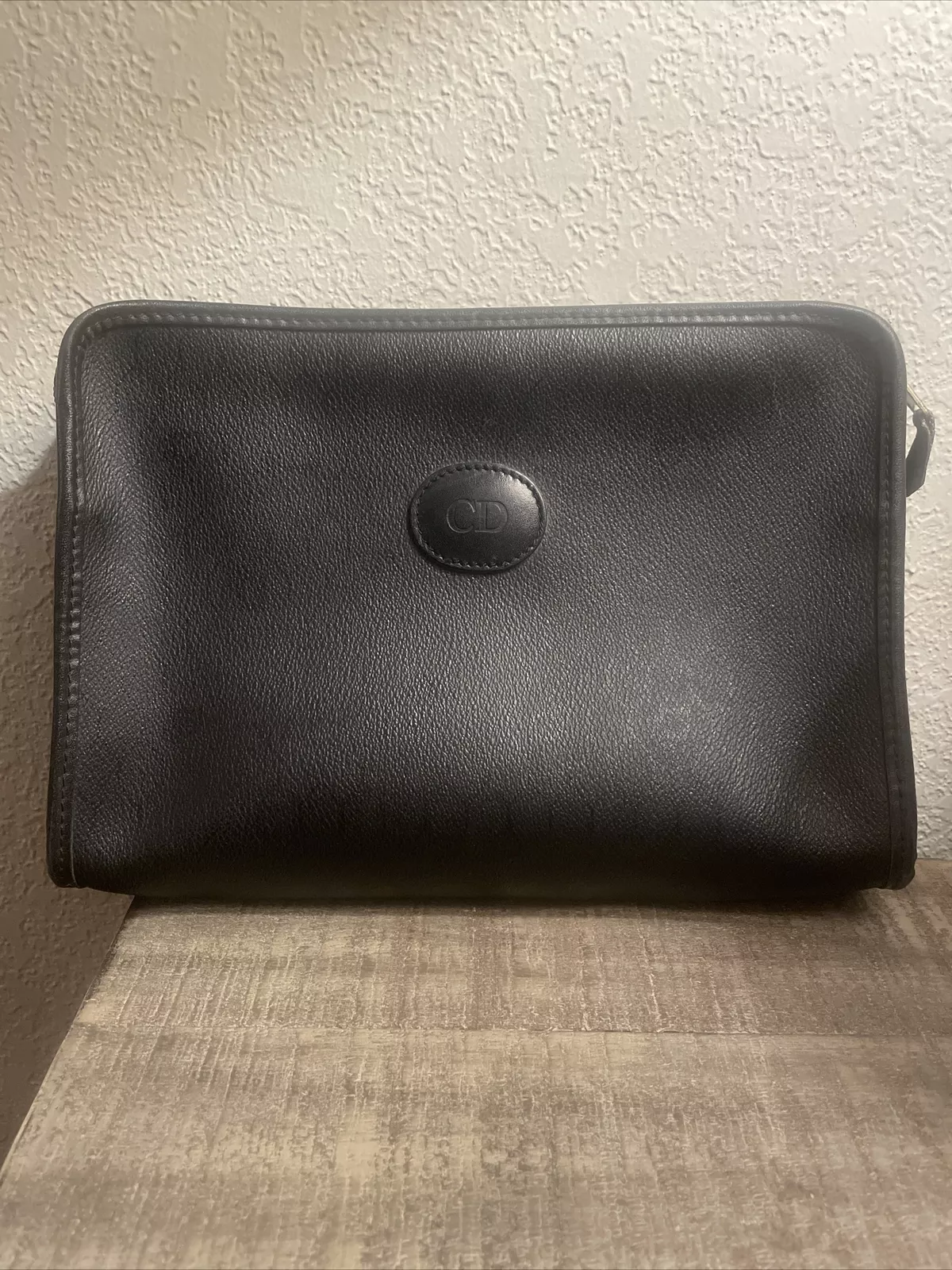Rare sac à cosmétiques maquillage vintage Christian Dior nid d'abeille monogramme France très bon état