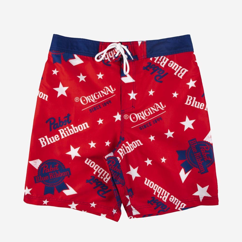 Мужские пляжные шорты Pabst Blue Ribbon Swim Shorts Trunk Swimwear UPF 50 Красный S 2190₽