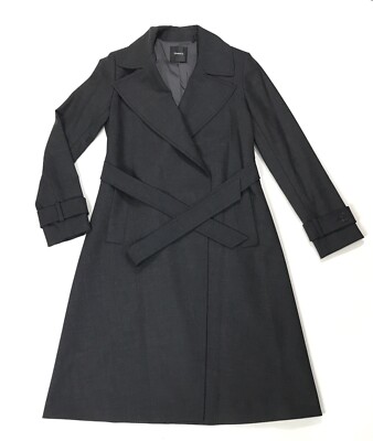Theory Classic Soft Wool Blend Wide Lapel Belted Trench Coat 