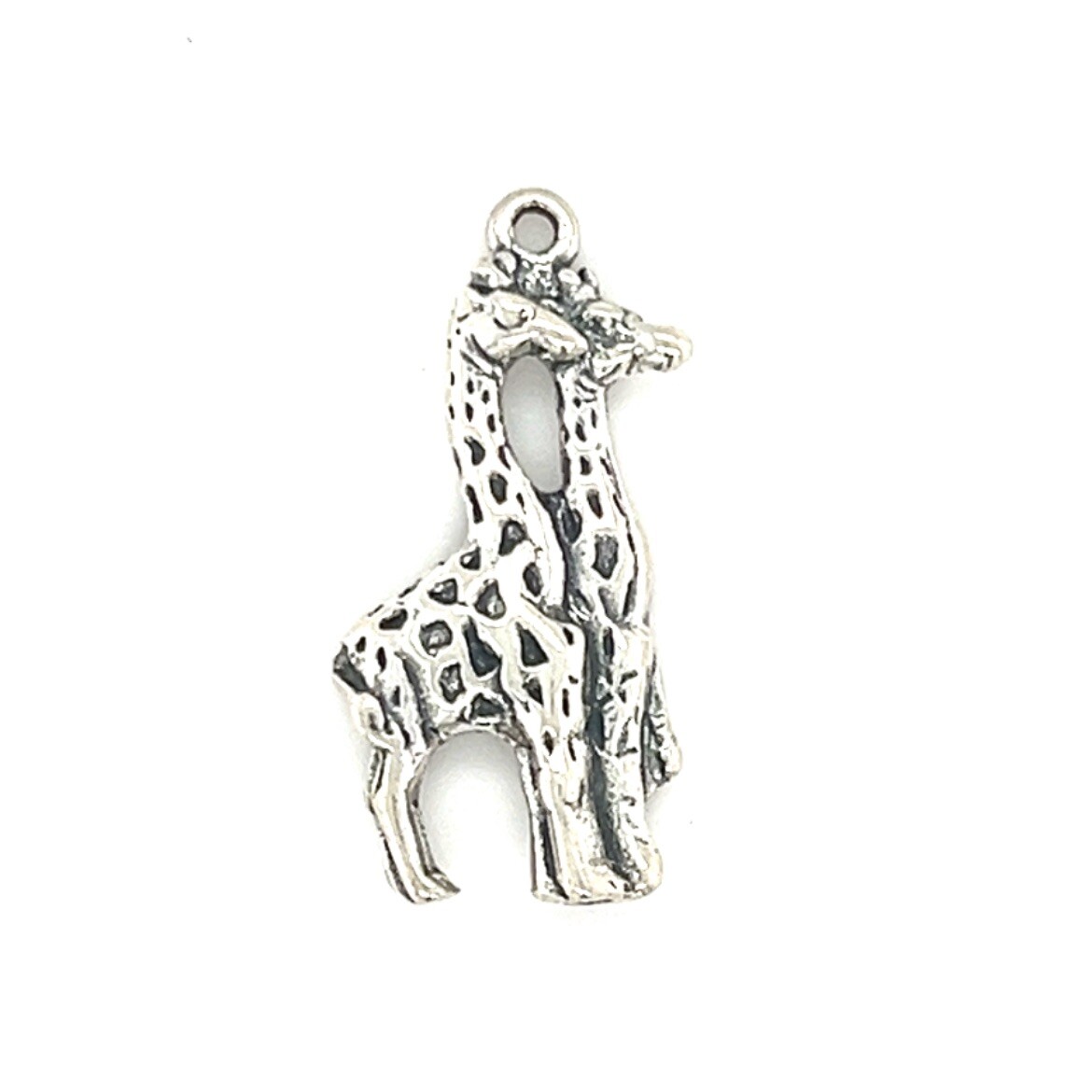 Sterling Silver Giraffe Outline Charm Pendant With Diamond - Fine Jewelry Gift - View #4