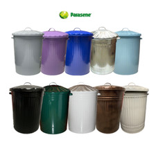 LARGE 90L METAL DUSTBIN TRASH RUBBISH RECYCLE WASTE STORAGE BIN PARASENE UK MADE