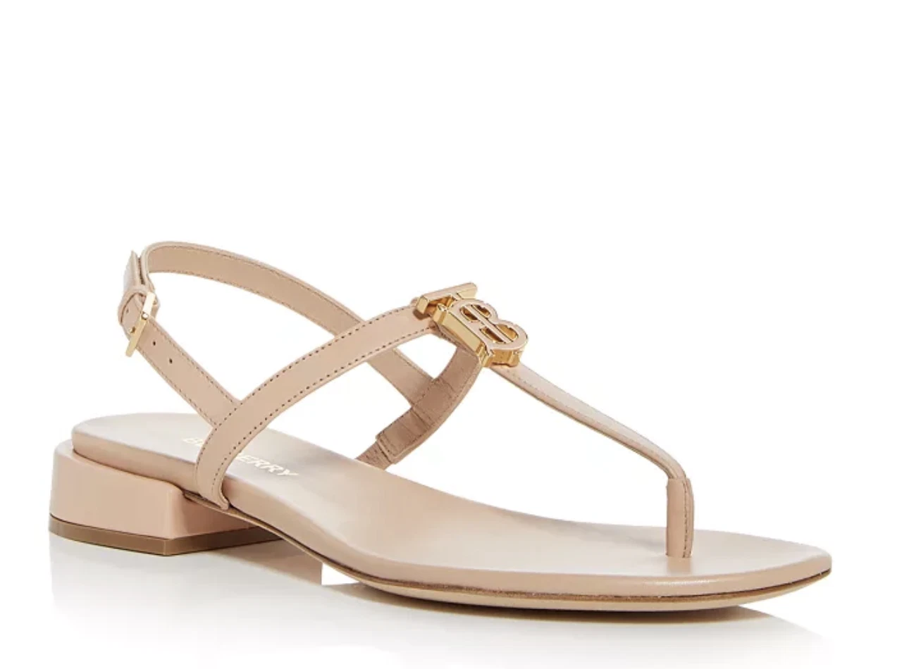 Burberry — Burberry Emily T-Strap Leather Sandal, Pale Nude - Retail $720