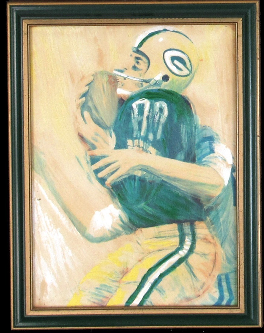 1960's Vintage Dave Boss David NFL Green Bay Packers Oil Painting