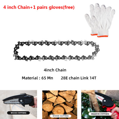 Kettensägenkette Für 4 Zoll Mini Electric Chainsaw + Handschuhe XS