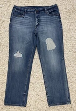 Time and Tru Jeans Women's sz 16  Distressed Straight Leg High Rise Blue (36x28)