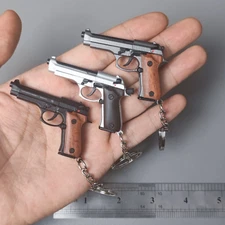 Metal Gun Keychain,Mini 1:4 Scale Beretta 92f Keychain Pistol Keychain for Him