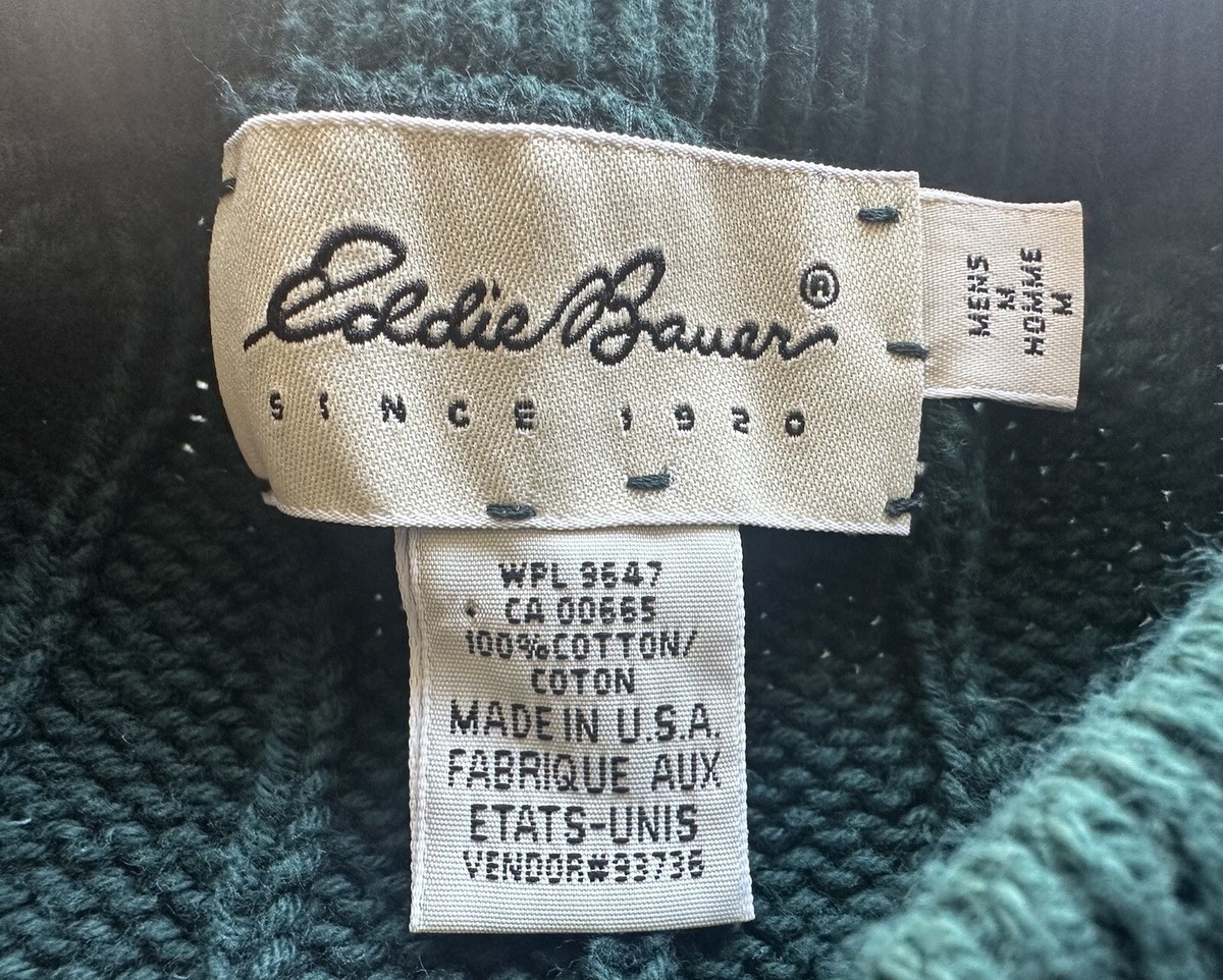 Vintage Eddie Bauer Green & Purple Knit Cotton Diamond Textured 