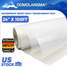 4Roll Waterproof Inkjet Milky Transparency Film 24" x 100FT for Screen Printing