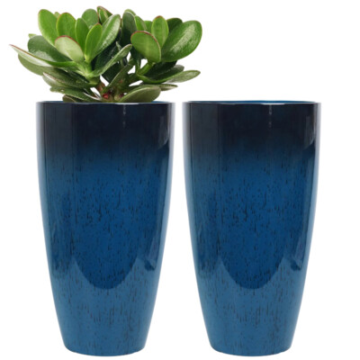 2 Pack 21'' Tall Planters Sturdy Plant Flower Tree Pots for Indoor Outdoor Decor