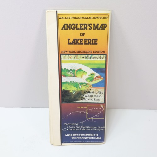 Vintage Angler Karte Lake Erie New York Edition Flüsse Prospekt Guide 1986