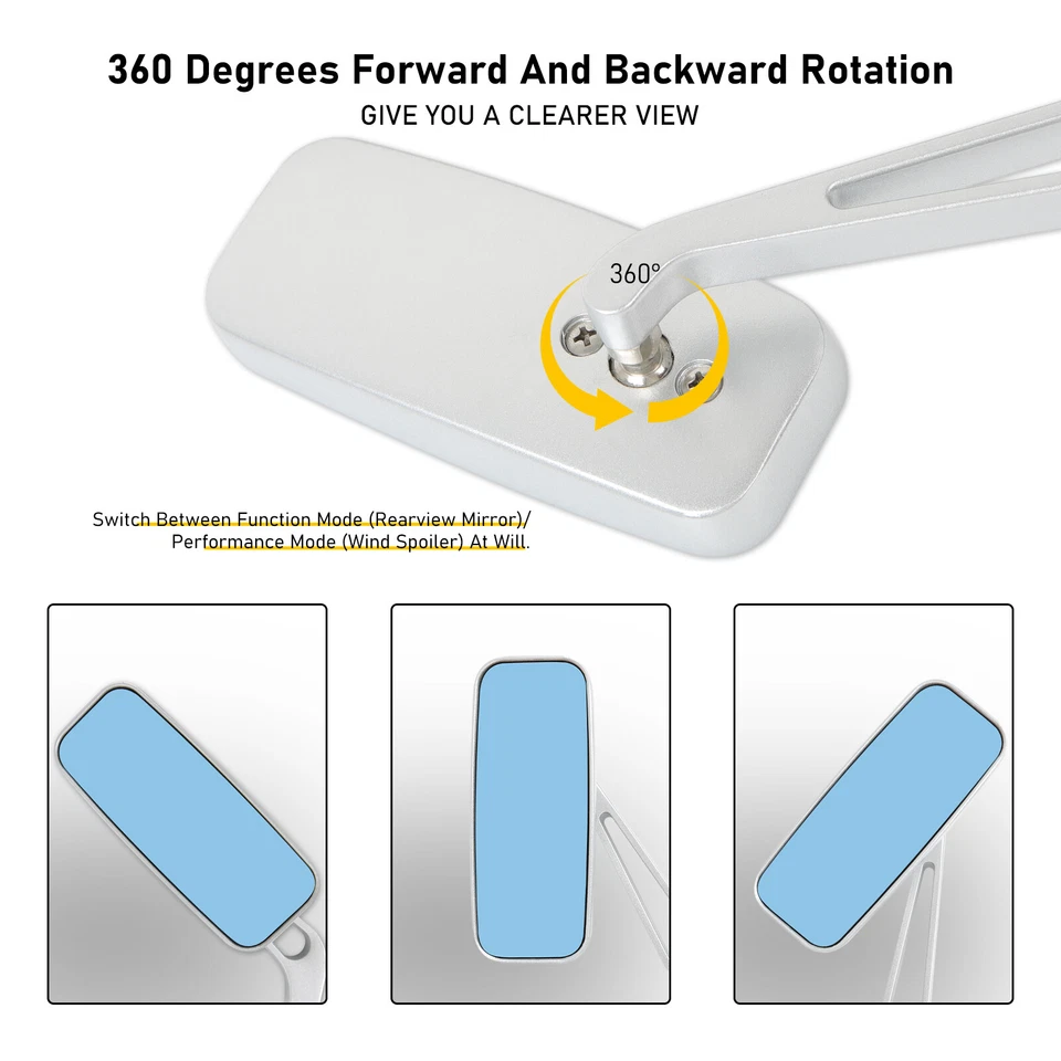 Espelhos retrovisores retangulares cromados para motocicleta Kawasaki KLX230 250 300 KLR650 - Imagem 3 de 4