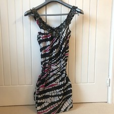 Julien Macdonald black white pink dress UK 8 evening formal prom party occasion 