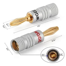 WGGE WG-009 Banana Plugs Audio Jack, 24k Gold Dual Screw Lock Speaker (5 Pairs )