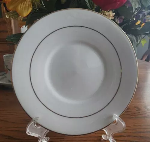 Classic Gold Saucers (pair) 6 1/2" Round Gibson Fine China White Gold Trim !