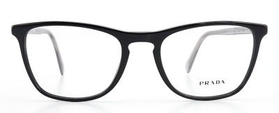 PRADA Brille VPR 08V 53-19 1AB-101 145 Cat Eye Panto Schwarz Glanz Grau OVP New