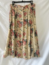 Jantzen 90s Cottagecore Floral Skirt Roses Romantic Button Down Pockets Vtg 12