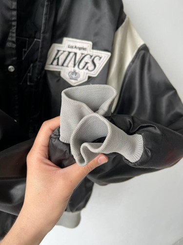 Men's RARE Vintage KINGS Los Angeles Chalk Line Bomber Jacket Size L NHL - Picture 7 of 13