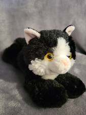 2015 Aurora Mini Flopsies Plush Black White 8" Toy Tuxedo Kitten Cat Lovey