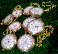 Set Of 10 Nautical Vintage American Elgin Look Collectibl Antique 2"Pocket Watch