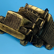 Semi Truck Brass Belt Buckle VTG Tractor Trailer Great American Big Rig 18 Wheel