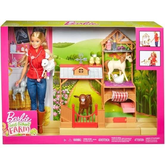 RARE Barbie Sweet Orchard Farm Vet Doll and Playset Toy Brand New